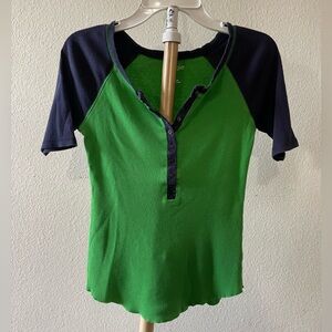 Energie Green and Blue Ribbed Tee